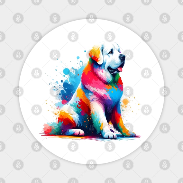 Kuvasz in Vibrant Splashed Paint Art Style Magnet by ArtRUs